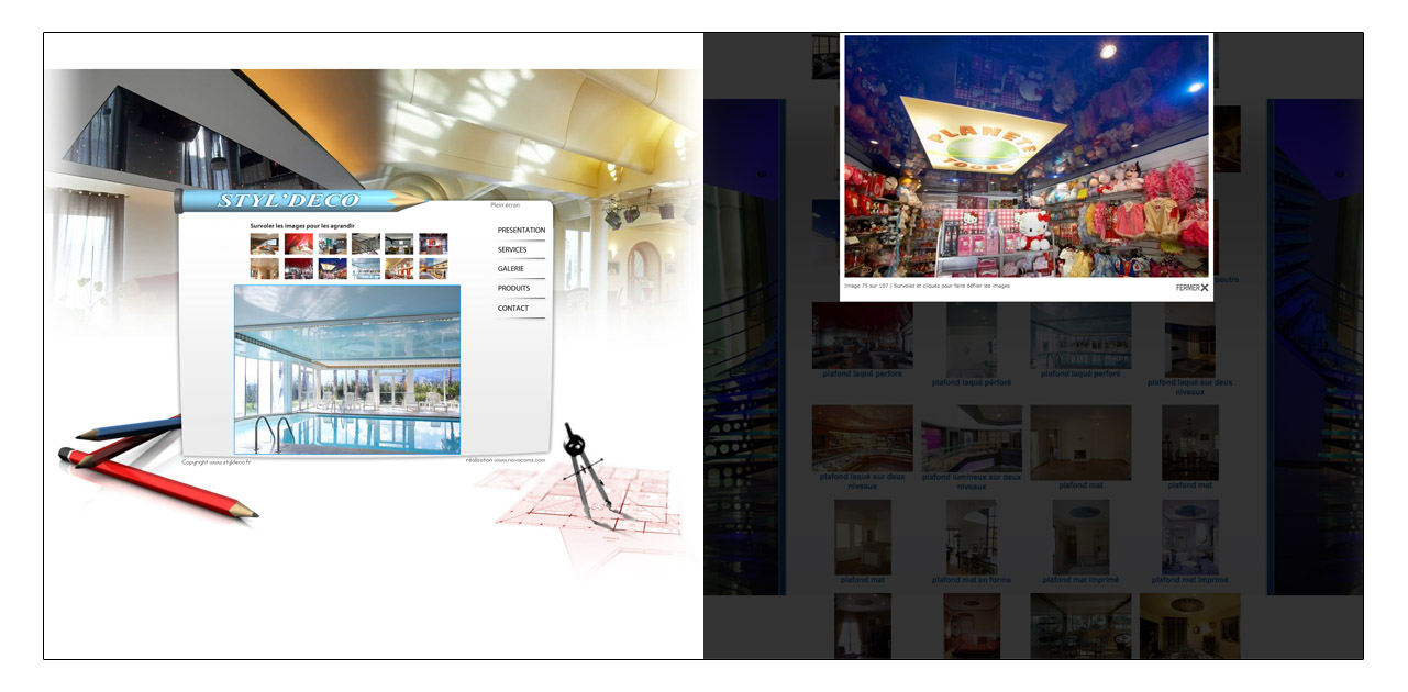 Les photos du site web de Styl' Deco, entreprise réalisant des plafonds tendus, sont faites par Renate Godefroid